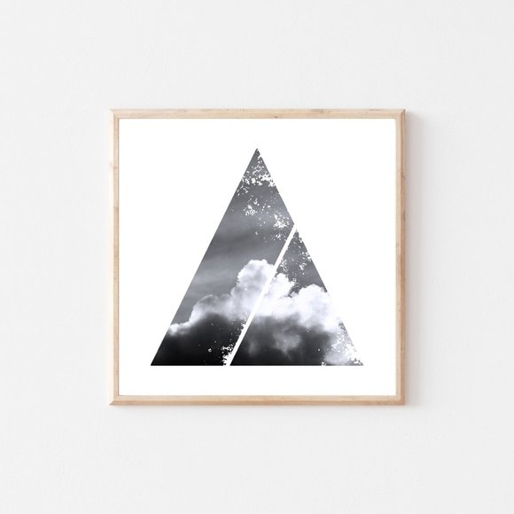 Unframed minimalist 12x12 B&W cloud art print - Picture 2 of 3